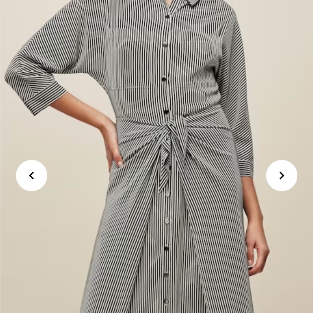 Whistles Striped Selma Tie Black and White Dress